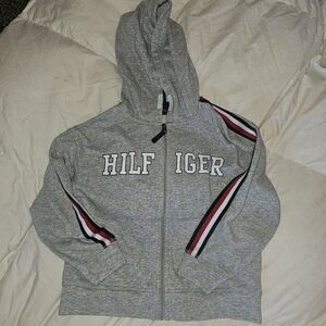 Tommy Hilfiger Girls Full Zip Hoodie Logo Logo Heather Gray Size M 8 10